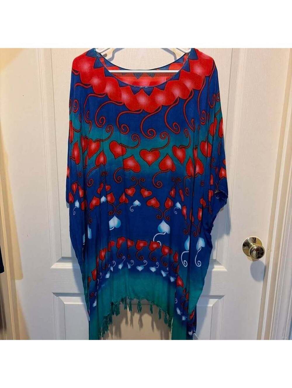 Blue, red, and white heart blouse- 2X